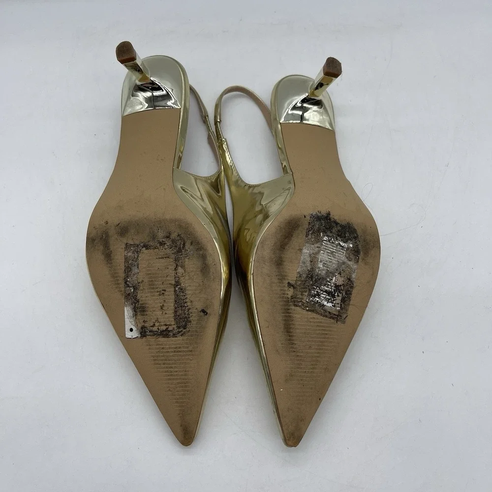 Steve Madden Aliz ALIZIO1S1 Women's Size 9 Slingback Shoes Gold Kitten Heel Pump